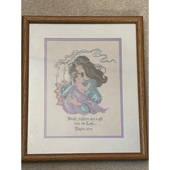 Mother & Child Completed Cross Stitch Country Craft Child of God - Picture 1 of 4